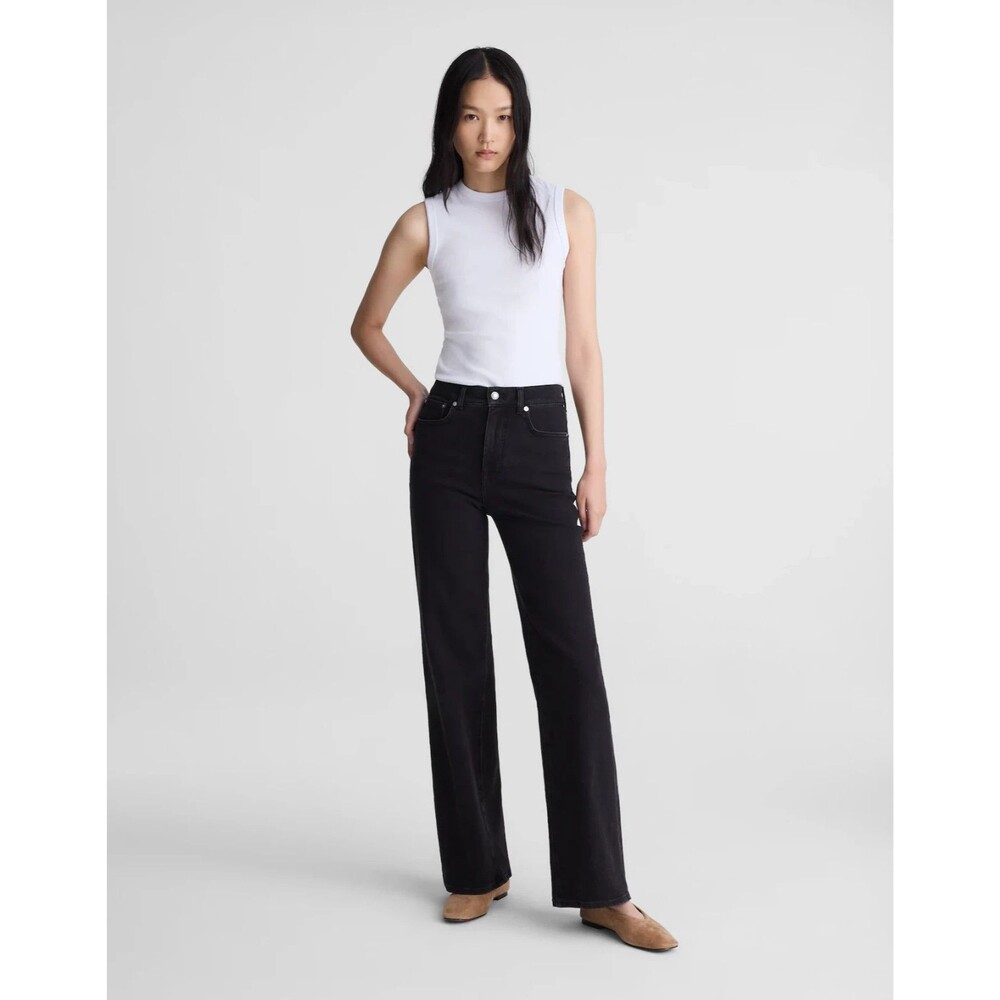 MADEWELL The Petite Wide Leg Jean 28P Black Frost Super Stretch NWT B39